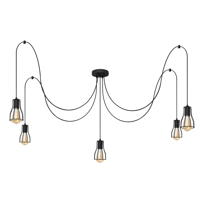 Lámpara colgante TUBE 5xE27/15W/230V araña negro