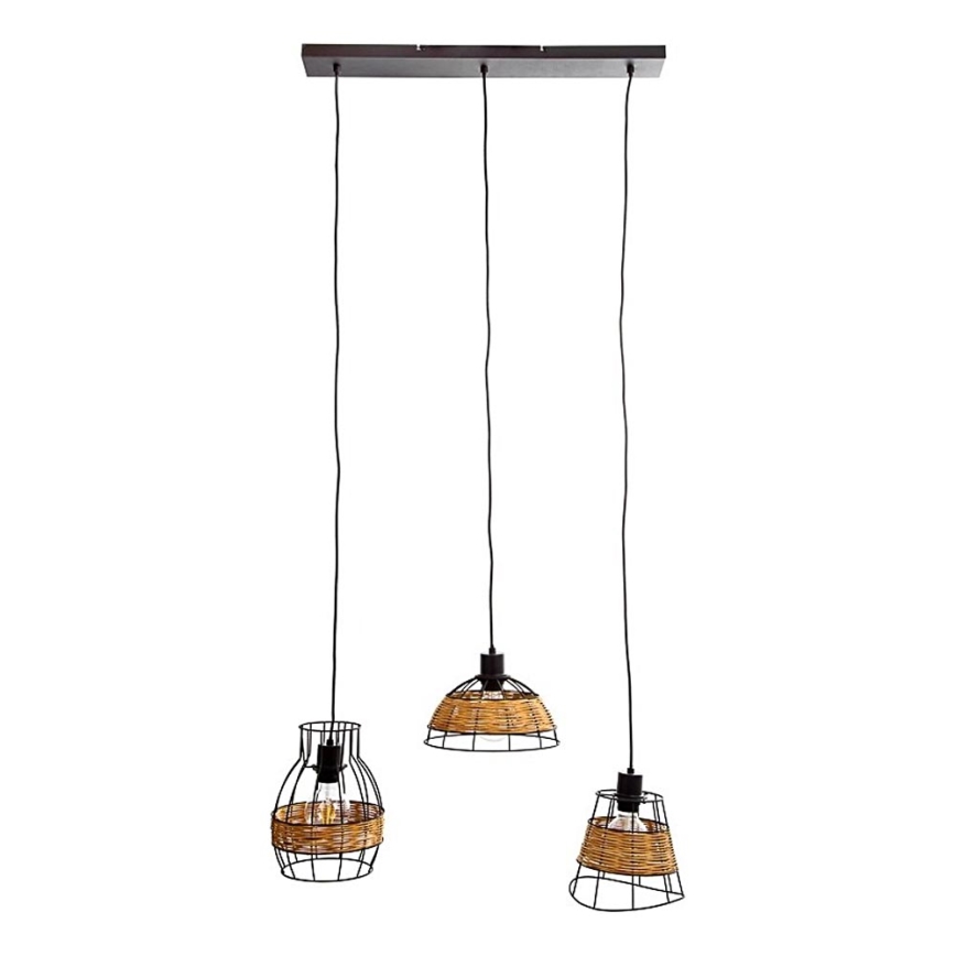 Lámpara colgante TUNIS 4xE27/40W/230V negro/marrón