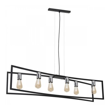 Lámpara colgante TUNJA 6xE27/60W/230V negro/cromo brillante