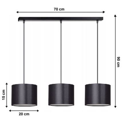 Lámpara colgante TUZ 3xE27/60W/230V