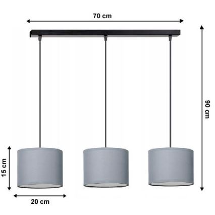 Lámpara colgante TUZ 3xE27/60W/230V
