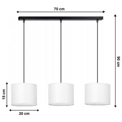 Lámpara colgante TUZ 3xE27/60W/230V