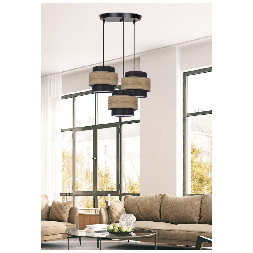 Lámpara colgante TWIN 3xE27/40W/230V marrón/negro