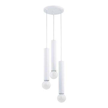 Lámpara colgante TWISTER 3xE27/60W/230V diá. 28 cm blanco