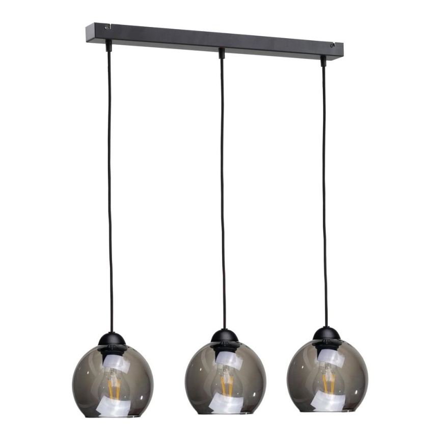 Lámpara colgante UNO 3xE27/60W/230V negro/ahumado