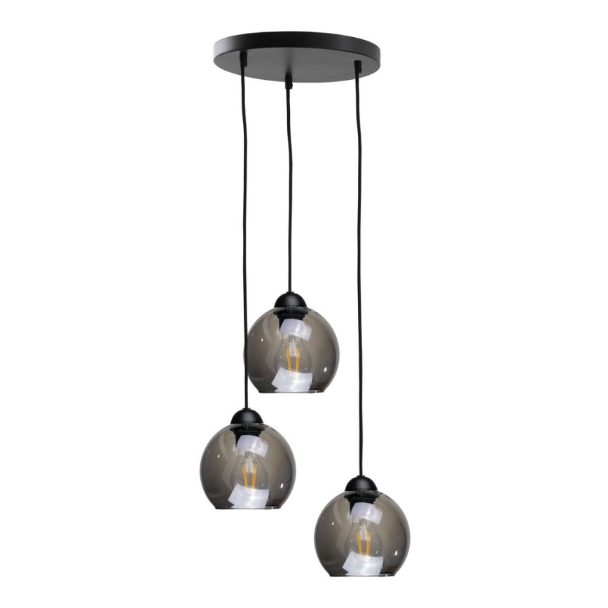 Lámpara colgante UNO 3xE27/60W/230V negro/ahumado