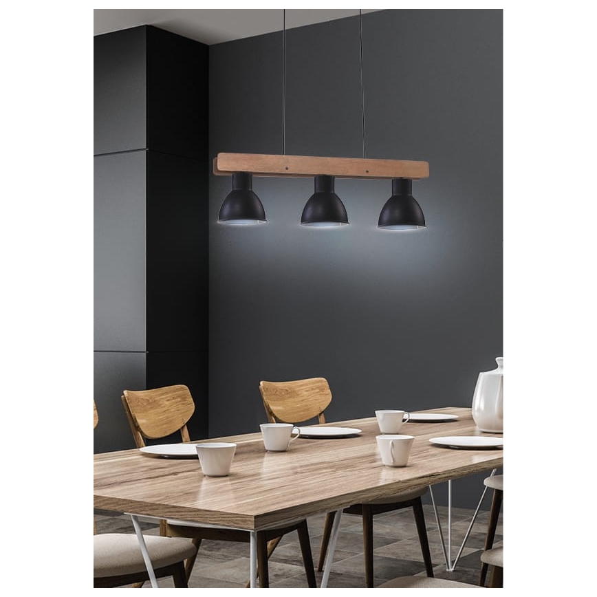 Lámpara colgante VARIO 3xE27/60W/230V abedul
