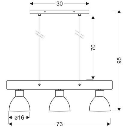 Lámpara colgante VARIO 3xE27/60W/230V abedul