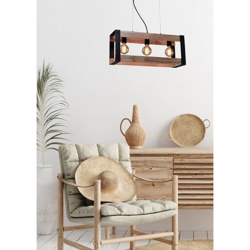 Lámpara colgante VARNA 3xE27/40W/230V roble