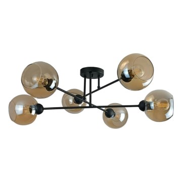 Lámpara colgante VASCO 6xE27/60W/230V negro/beige ahumado