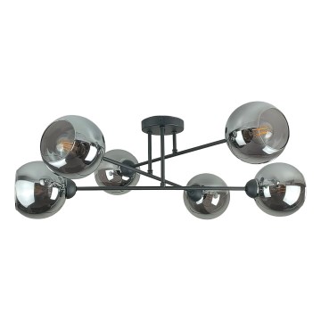 Lámpara colgante VASCO 6xE27/60W/230V negro/negro ahumado