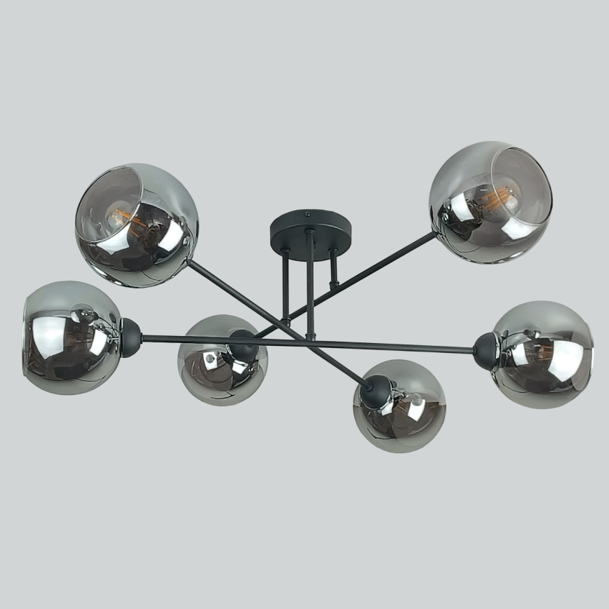 Lámpara colgante VASCO 6xE27/60W/230V negro/negro ahumado