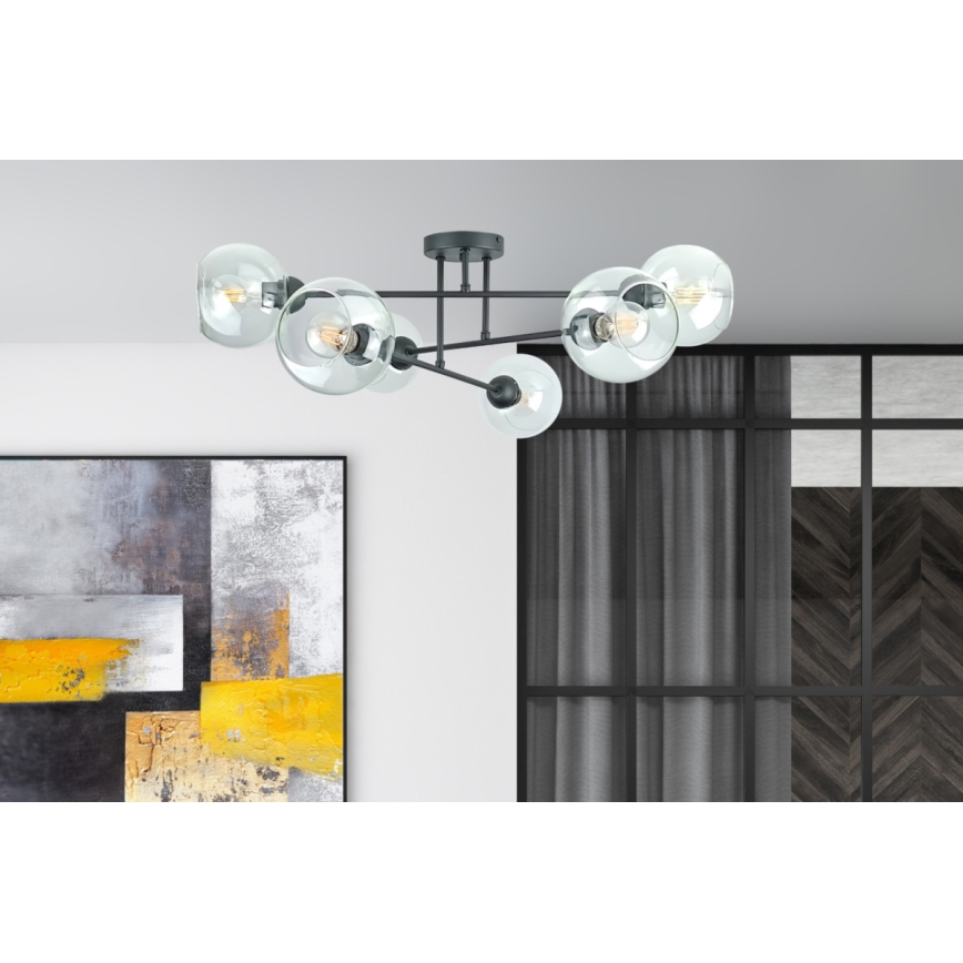 Lámpara colgante VASCO 6xE27/60W/230V negro/transparente