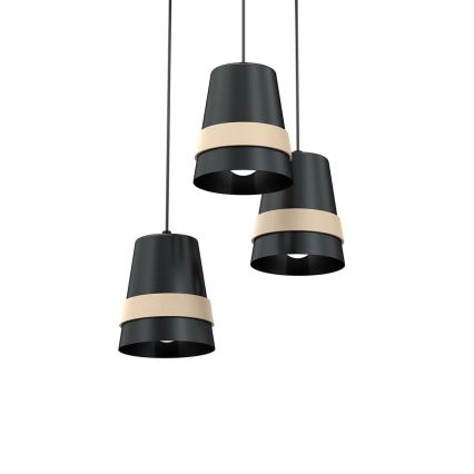 Lámpara colgante VENEZIA 3xE27/60W/230V negra