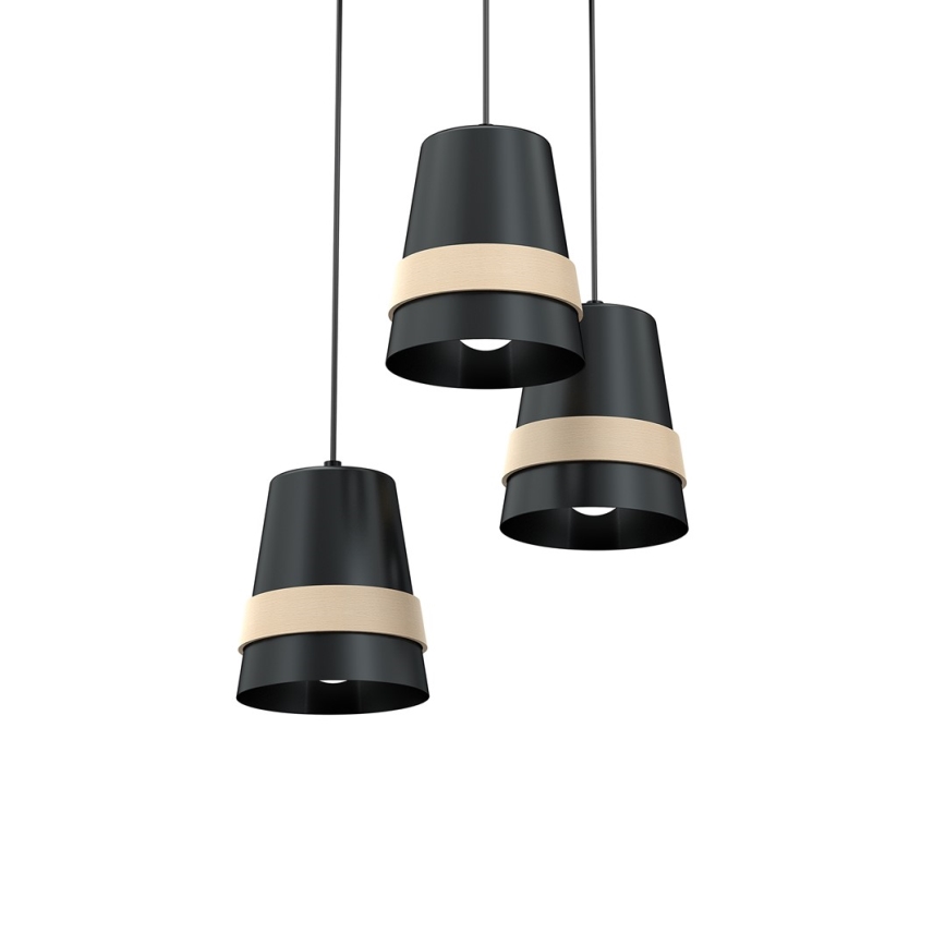 Lámpara colgante VENEZIA 3xE27/60W/230V negra
