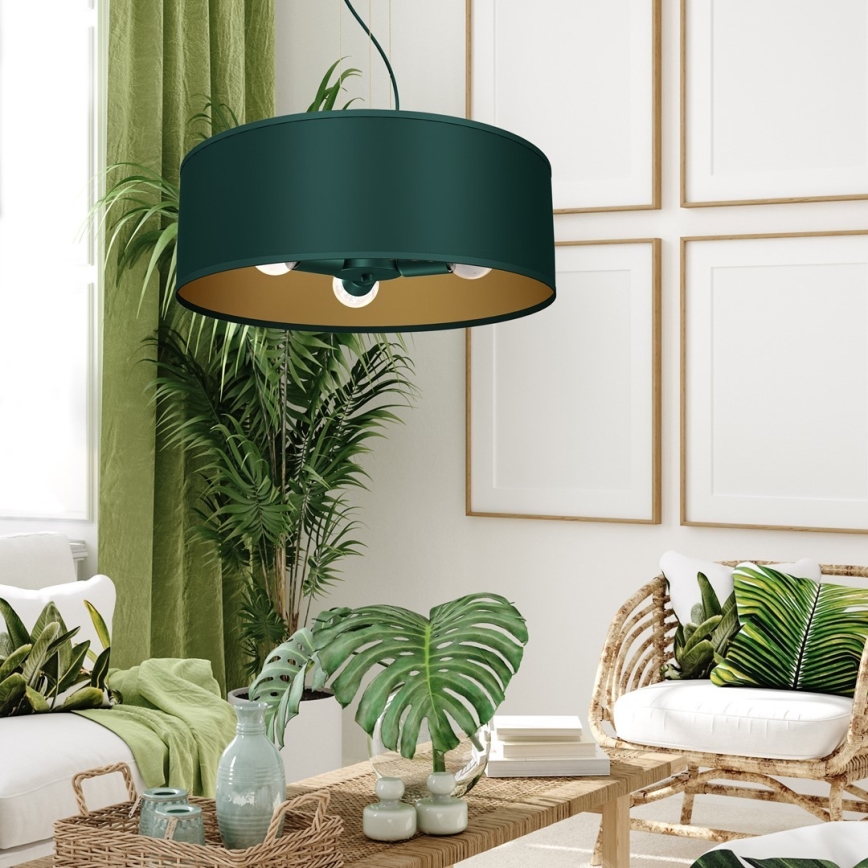 Lámpara colgante VERDE 3xE27/60W/230V verde