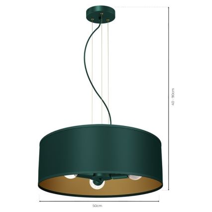 Lámpara colgante VERDE 3xE27/60W/230V verde