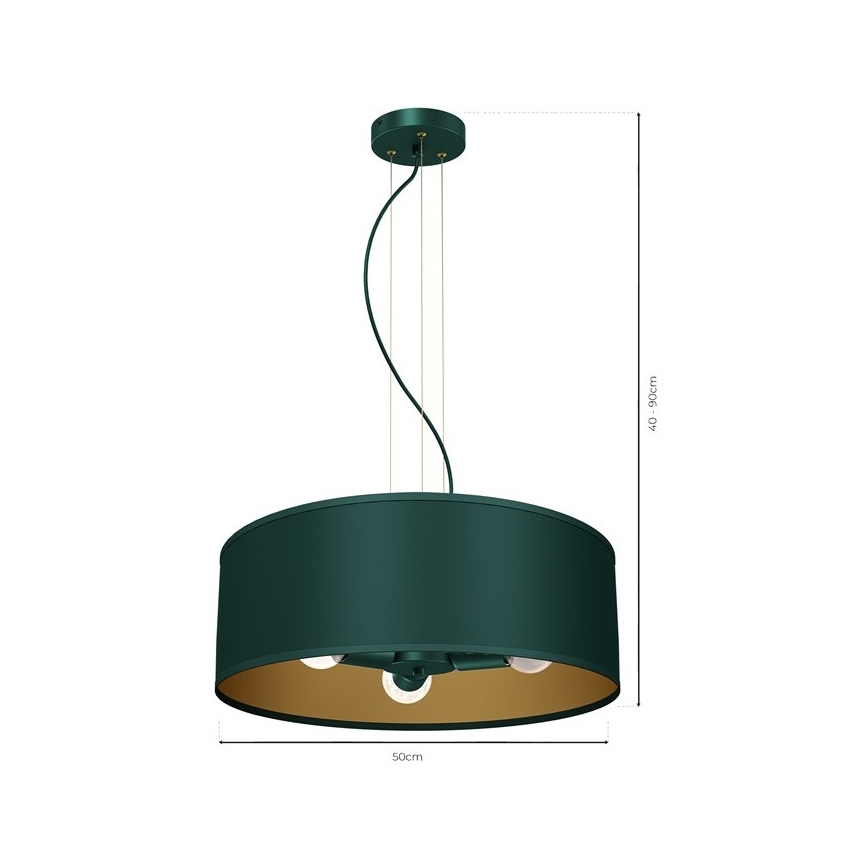 Lámpara colgante VERDE 3xE27/60W/230V verde