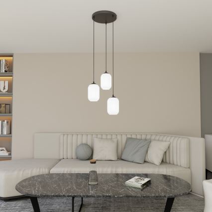 Lámpara colgante VERDI 3xE27/15W/230V diá. 30 cm negro/blanco