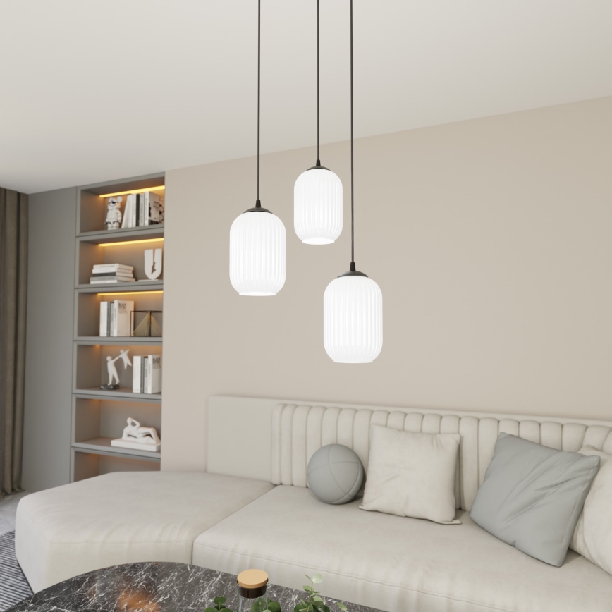 Lámpara colgante VERDI 3xE27/15W/230V diá. 30 cm negro/blanco