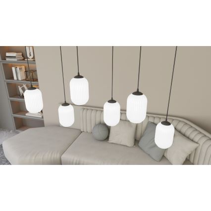 Lámpara colgante VERDI 3xE27/15W/230V diá. 30 cm negro/blanco