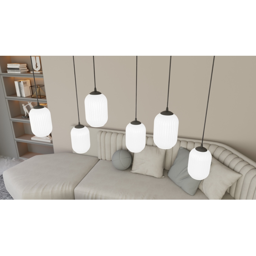 Lámpara colgante VERDI 3xE27/15W/230V diá. 30 cm negro/blanco