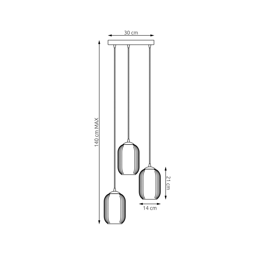 Lámpara colgante VERDI 3xE27/15W/230V diá. 30 cm negro/blanco