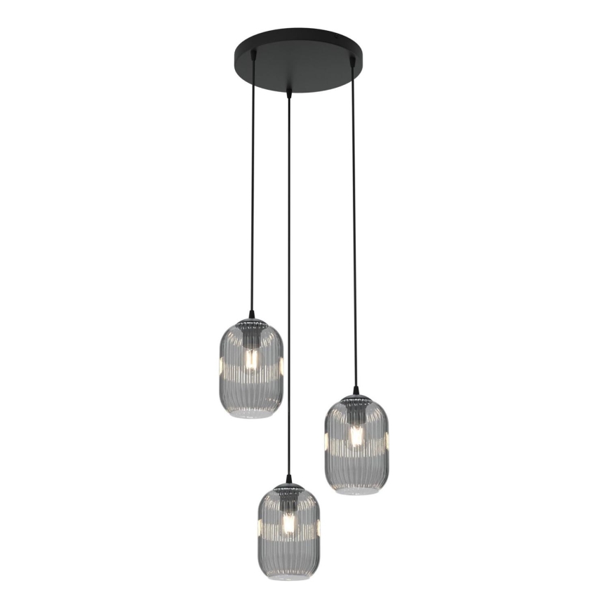 Lámpara colgante VERDI 3xE27/15W/230V diá. 30 cm negro/gris