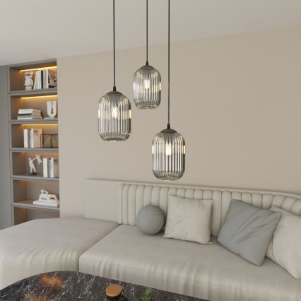 Lámpara colgante VERDI 3xE27/15W/230V diá. 30 cm negro/gris