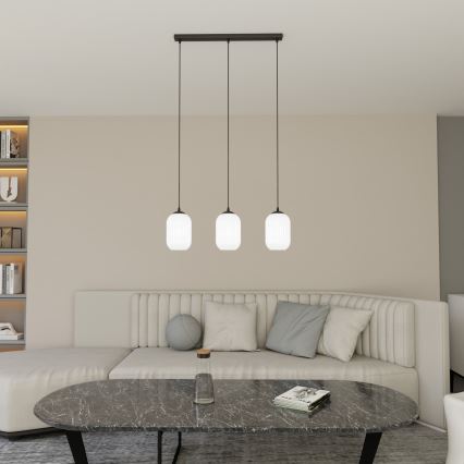 Lámpara colgante VERDI 3xE27/15W/230V negro/blanco