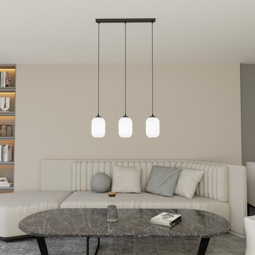 Lámpara colgante VERDI 3xE27/15W/230V negro/blanco