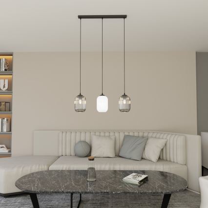 Lámpara colgante VERDI 3xE27/15W/230V negro/gris/blanco