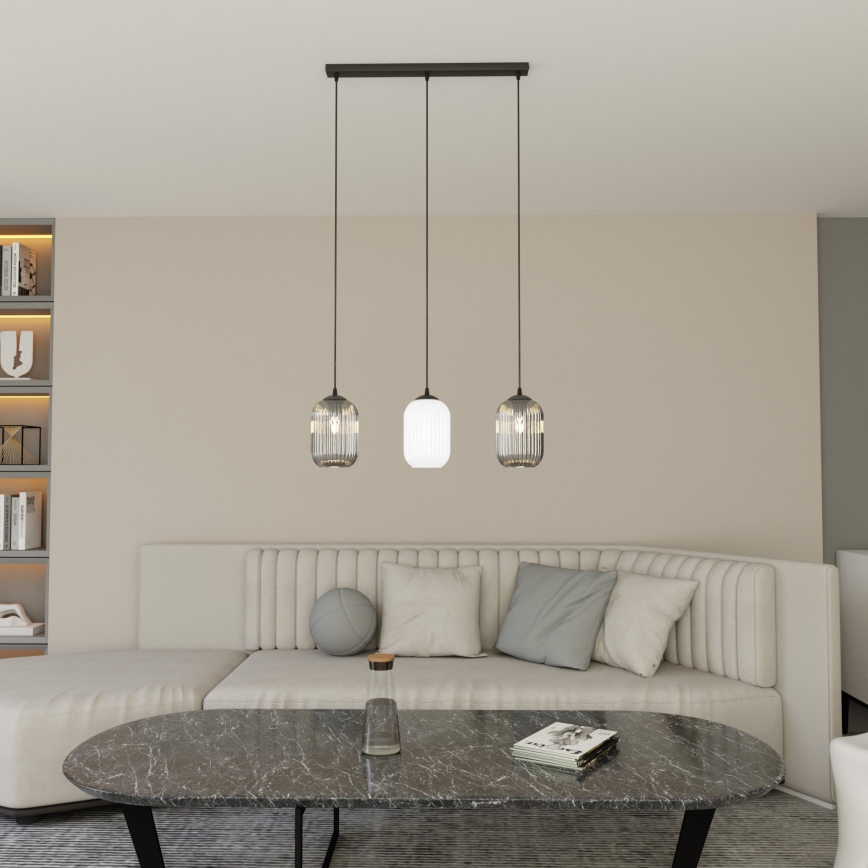 Lámpara colgante VERDI 3xE27/15W/230V negro/gris/blanco