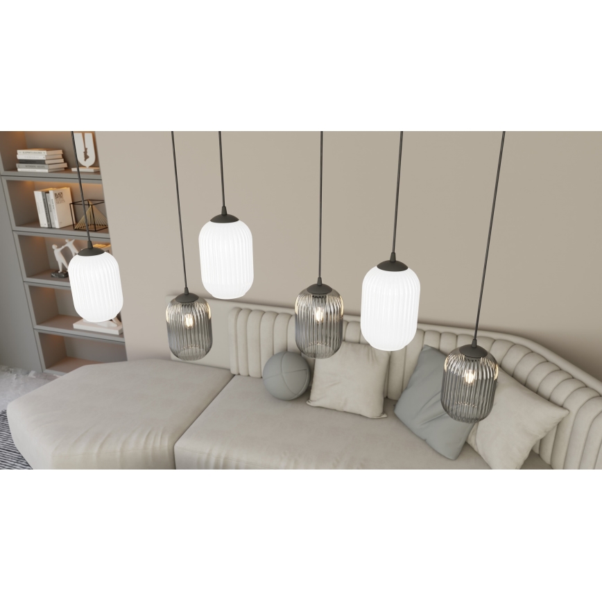 Lámpara colgante VERDI 3xE27/15W/230V negro/gris/blanco