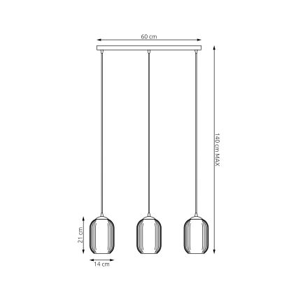 Lámpara colgante VERDI 3xE27/15W/230V negro/gris/blanco