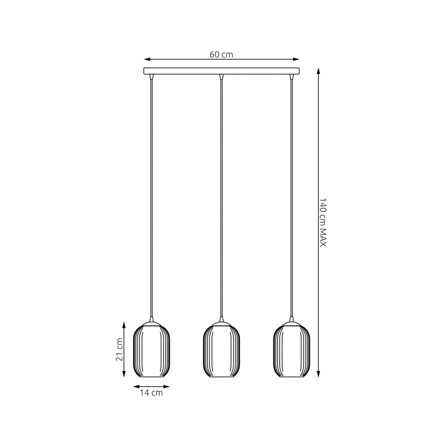 Lámpara colgante VERDI 3xE27/15W/230V negro/gris/blanco