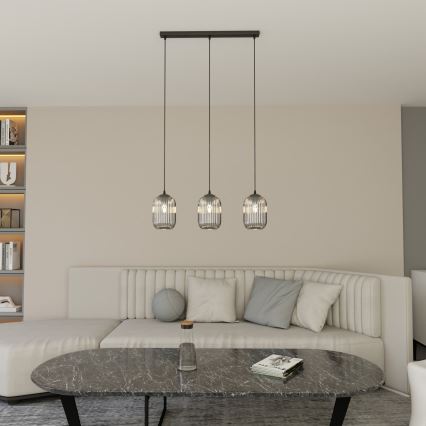 Lámpara colgante VERDI 3xE27/15W/230V negro/gris