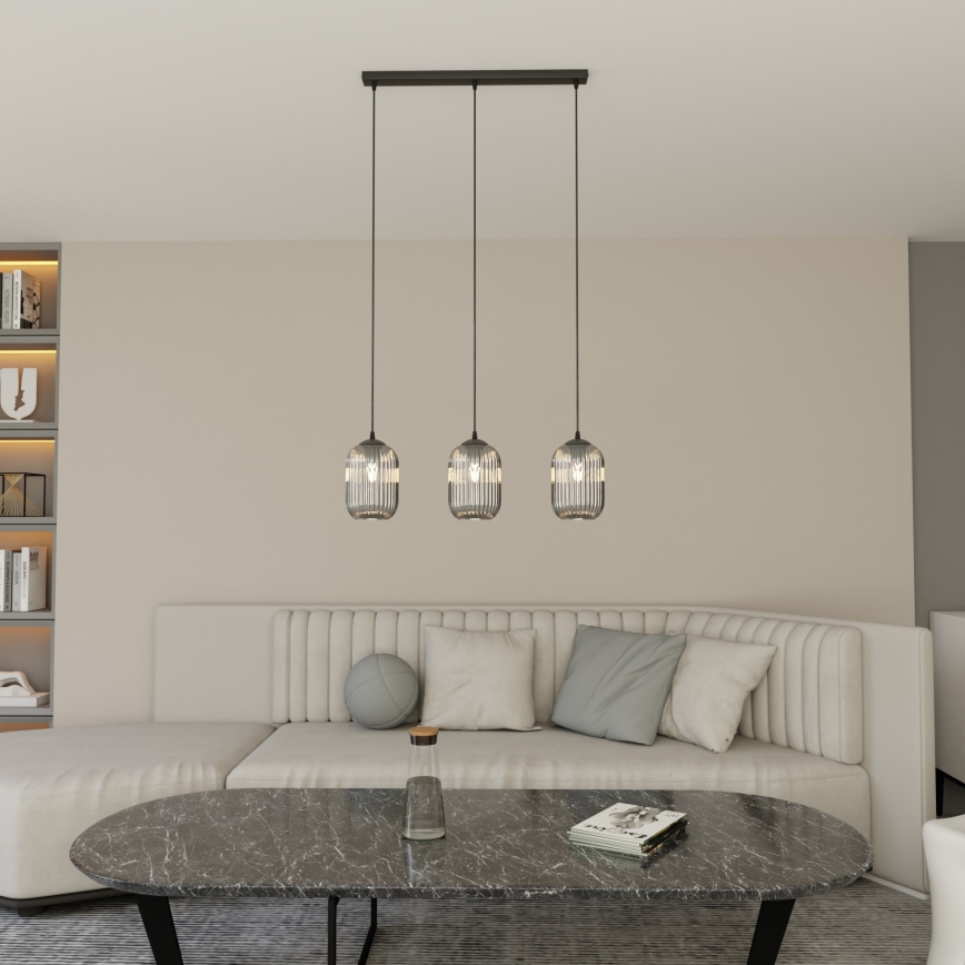 Lámpara colgante VERDI 3xE27/15W/230V negro/gris