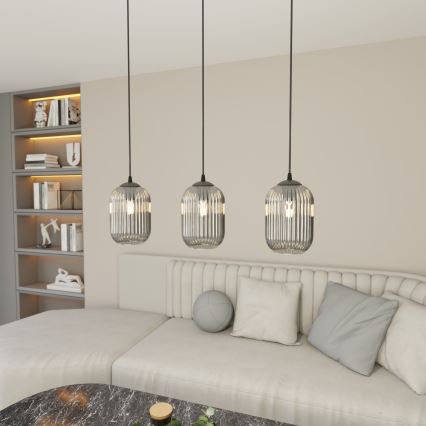 Lámpara colgante VERDI 3xE27/15W/230V negro/gris