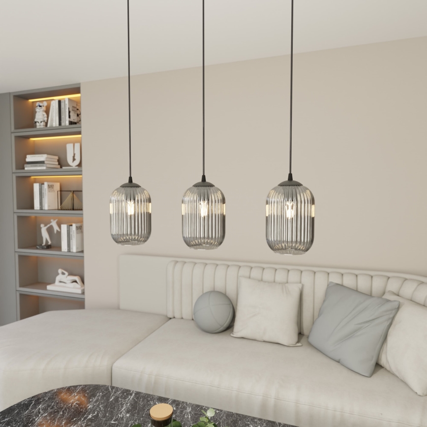 Lámpara colgante VERDI 3xE27/15W/230V negro/gris