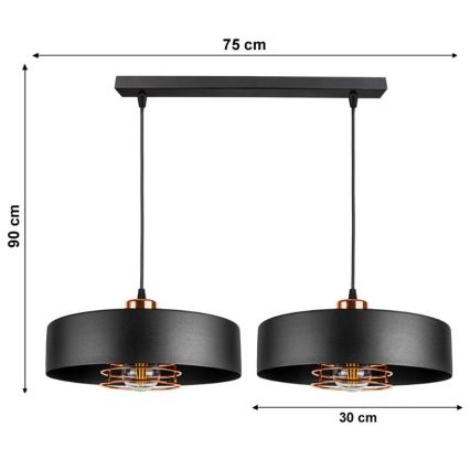 Lámpara colgante VEST 2xE27/60W/230V