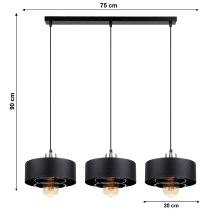 Lámpara colgante VEST 3xE27/60W/230V