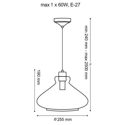 Lámpara colgante VETRO 1xE27/60W/230V haya