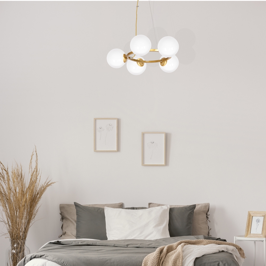 Lámpara colgante VIENNA 5xE14/40W/230V dorada