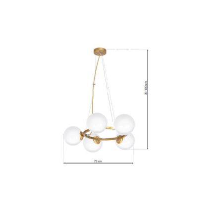 Lámpara colgante VIENNA 5xE14/40W/230V dorada