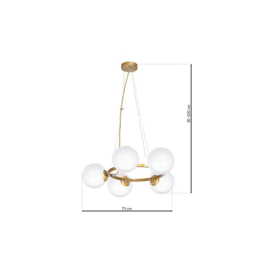 Lámpara colgante VIENNA 5xE14/40W/230V dorada