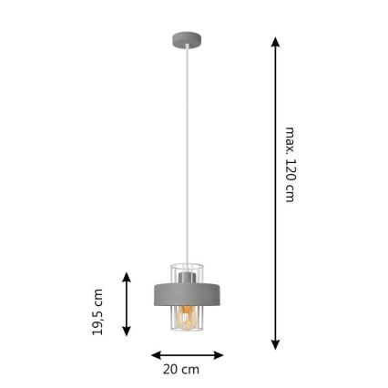 Lámpara colgante VOLTA 1xE27/15W/230V gris