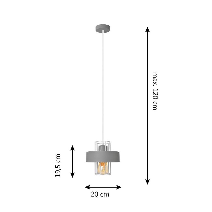 Lámpara colgante VOLTA 1xE27/15W/230V gris