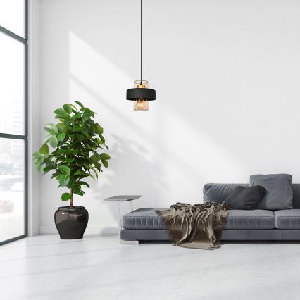 Lámpara colgante VOLTA 1xE27/15W/230V negro/dorado
