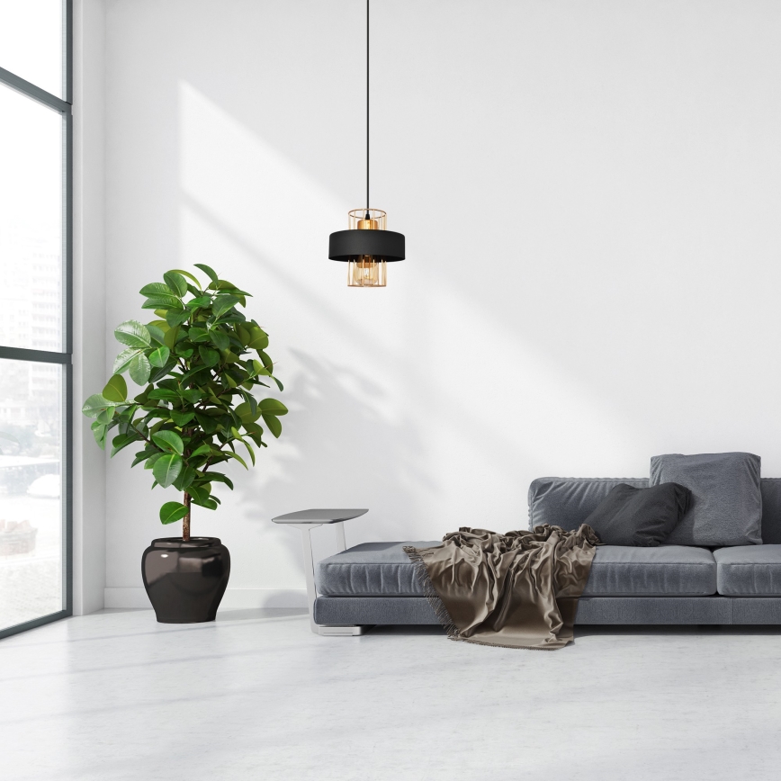 Lámpara colgante VOLTA 1xE27/15W/230V negro/dorado